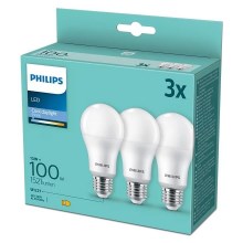 RINKINYS 3x LED Lemputės Philips A67 E27/13W/230V 6500K