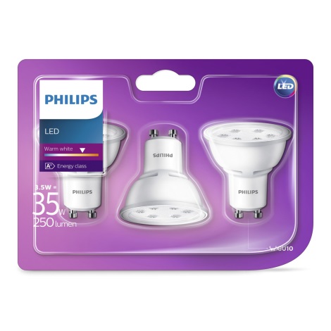 RINKINYS 3x LED lemputės Philips GU10 / 3.5W / 230V 2700K