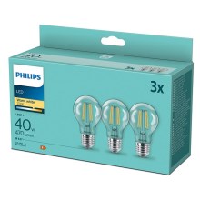 RINKINYS 3x LED Lemputės VINTAGE Philips E27/4,3W/230V 2700K