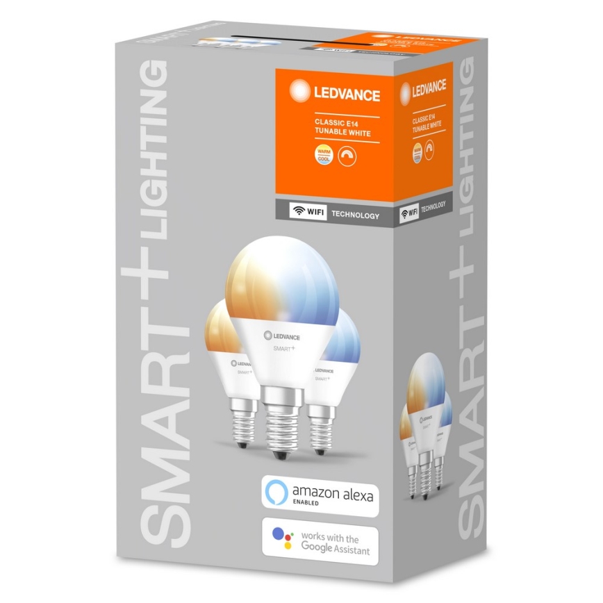 RINKINYS 3x LED Pritemdomos lemputės SMART + E14 / 5W / 230V 2700K-6500K - Ledvance