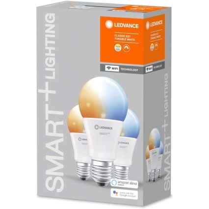 RINKINYS 3x LED Pritemdomos lemputės SMART + E27 / 9,5W / 230V 2700K-6500K - Ledvance