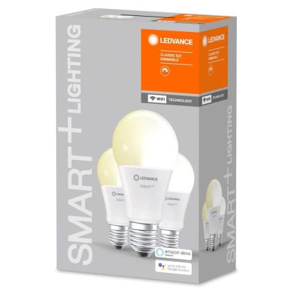 RINKINYS 3x LED Pritemdomos lemputės SMART + E27 / 9,5W / 230V 2700K - Ledvance