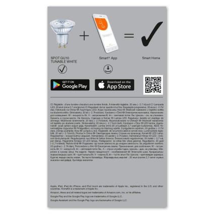 RINKINYS 3x LED Pritemdomos lemputės SMART + GU10 / 5W / 230V 2700K-6500K - Ledvance