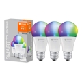 RINKINYS 3x LED RGB Pritemdomos lemputės SMART + E27 / 9,5W / 230V 2700K-6500K - Ledvance