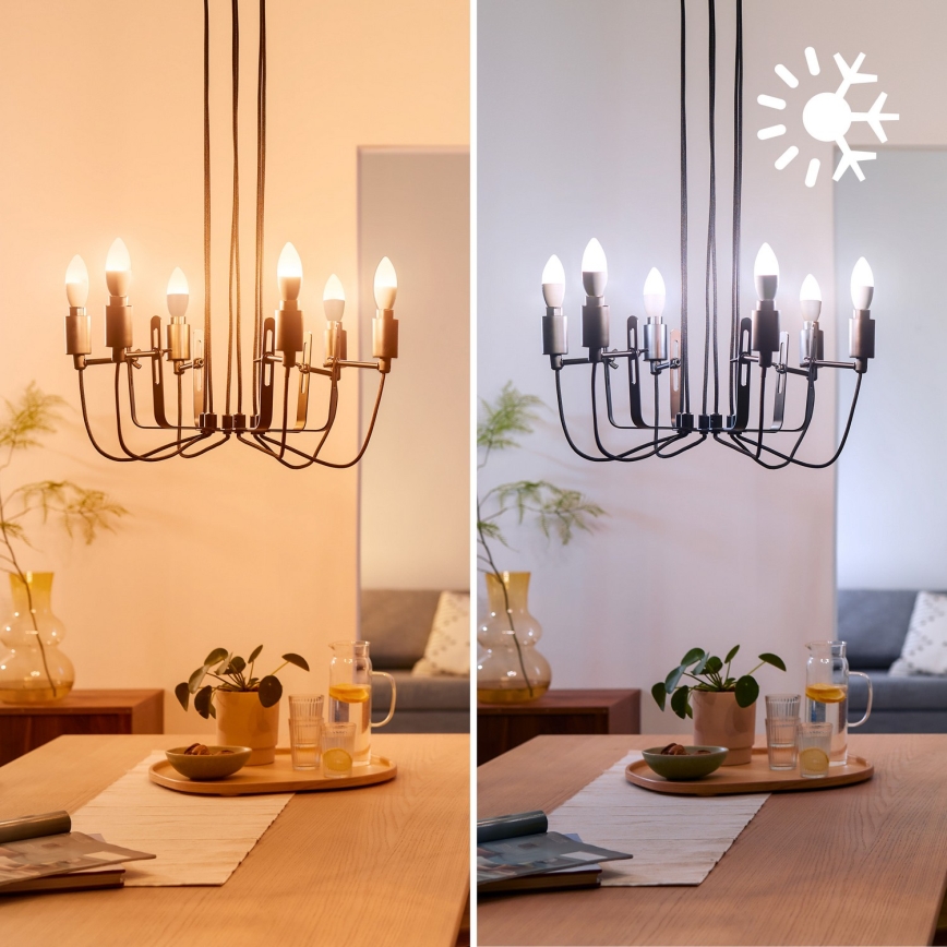 Rinkinys 3x LED RGB dimeriuojamos lemputės Philips SMART C37 E14/4,9W/230V 2200-6500K CRI 90