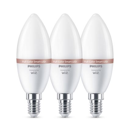 Rinkinys 3x LED RGB dimeriuojamos lemputės Philips SMART C37 E14/4,9W/230V 2200-6500K CRI 90