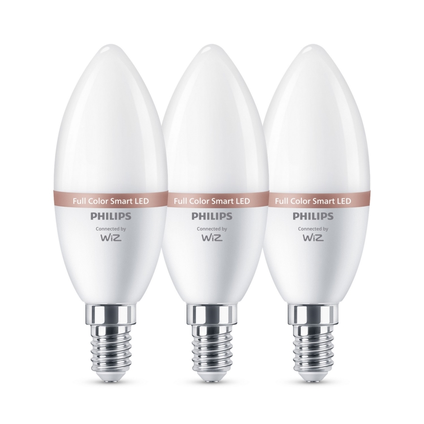 Rinkinys 3x LED RGB dimeriuojamos lemputės Philips SMART C37 E14/4,9W/230V 2200-6500K CRI 90