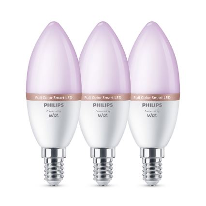 Rinkinys 3x LED RGB dimeriuojamos lemputės Philips SMART C37 E14/4,9W/230V 2200-6500K CRI 90