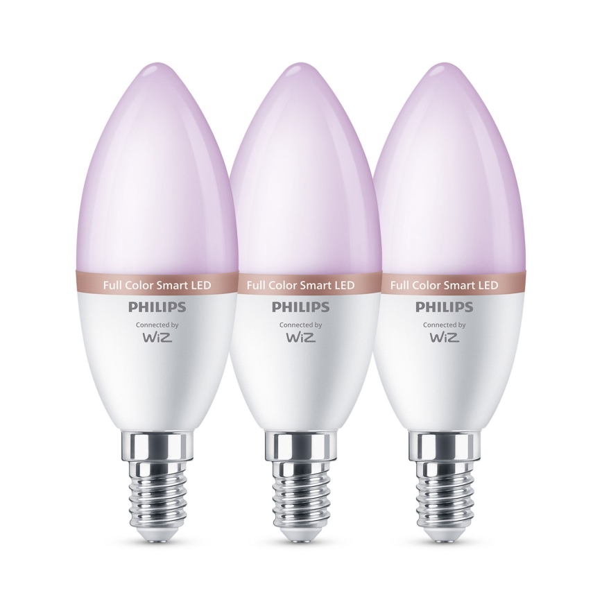 Rinkinys 3x LED RGB dimeriuojamos lemputės Philips SMART C37 E14/4,9W/230V 2200-6500K CRI 90