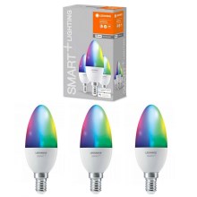 RINKINYS 3x LED RGBW Pritemdoma lemputė SMART+ E14/5W/230V 2700K-6500K - Ledvance