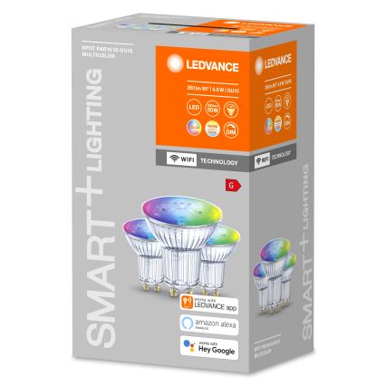 RINKINYS 3x LED RGBW Pritemdomos lemputės SMART+ GU10/4,9W/230V 2700K-6500K - Ledvance