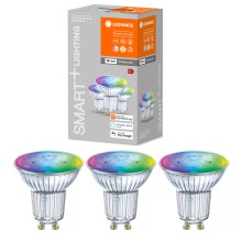 RINKINYS 3x LED RGBW Pritemdomos lemputės SMART+ GU10/5W/230V 2700K-6500K - Ledvance