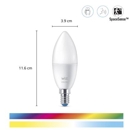RINKINYS 3x LED RGBW reguliuojama lemputė C37 E14/4,9W/230V 2200-6500K CRI 90 Wi-Fi - WiZ