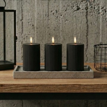 Rinkinys 3x LED žvakės BRILLO LED/2xAA 12,5 cm juoda + su nuotoliniu pulteliu