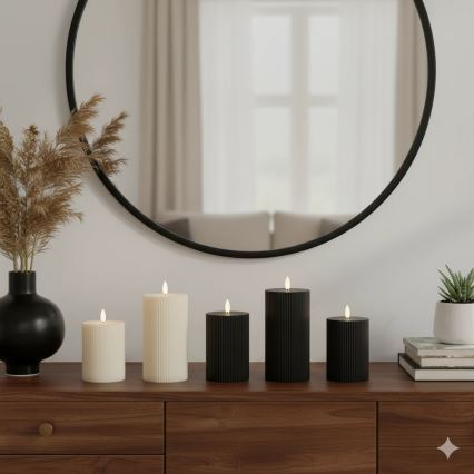 Rinkinys 3x LED žvakės BRILLO LED/2xAA juoda + nuotolinis valdymas