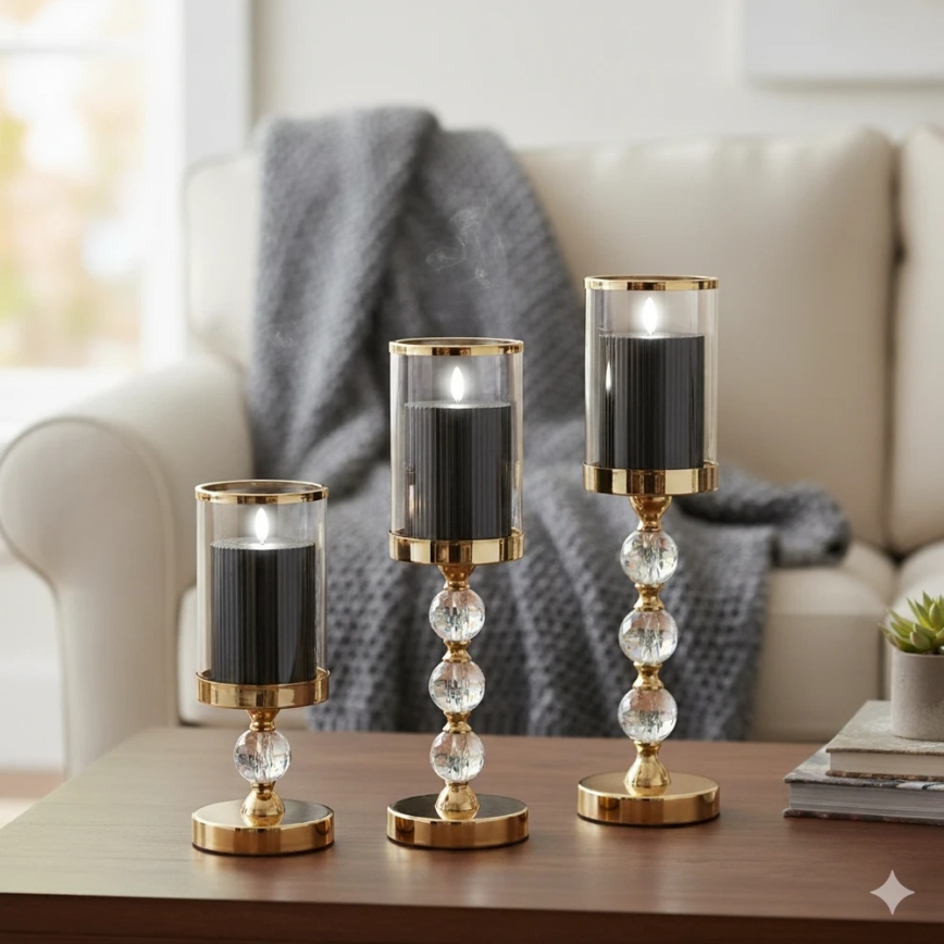 Rinkinys 3x LED žvakės BRILLO LED/2xAA juoda + nuotolinis valdymas