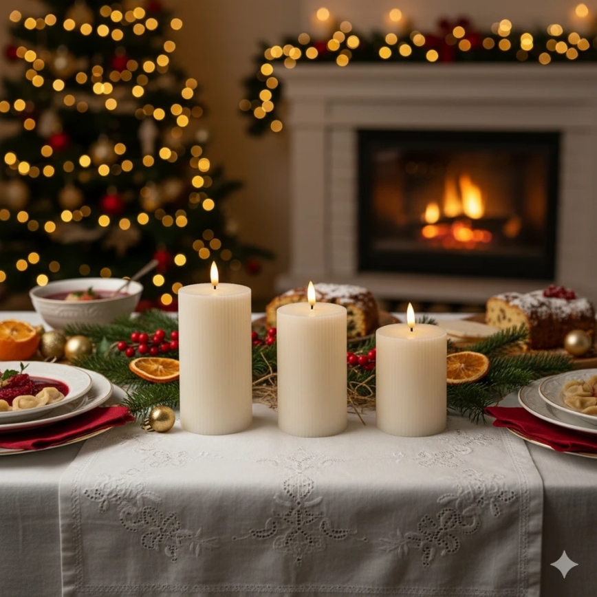 Rinkinys 3x LED žvakės BRILLO LED/3xAAA, kreminės + nuotolinis valdymas