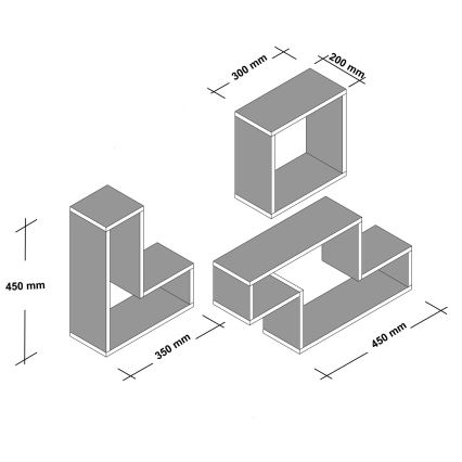 RINKINYS 3x Sieninė lentyna TETRIS balta