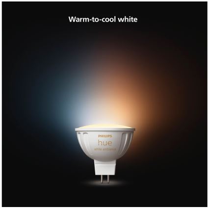 Komplektas 4x reguliuojamos LED lemputės Philips Hue WHITE AMBIANCE GU5,3/MR16/5,1W/12V 2200-6500K