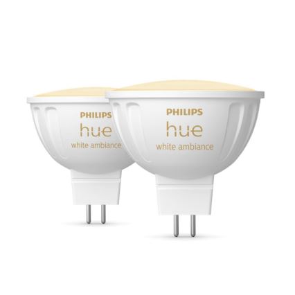 Komplektas 4x reguliuojamos LED lemputės Philips Hue WHITE AMBIANCE GU5,3/MR16/5,1W/12V 2200-6500K