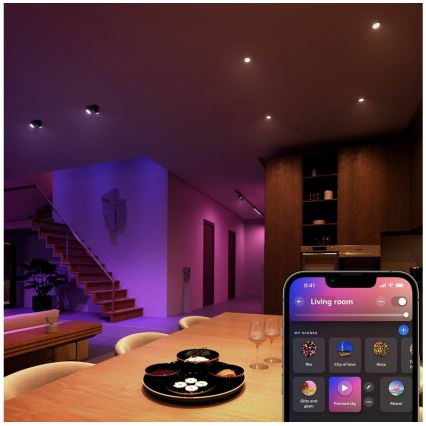 Komplektas 4 vnt. LED RGBW pritemdomos lemputės Philips Hue WHITE AND COLOR AMBIANCE GU5,3/MR16/6,3W/12V 2000-6500K