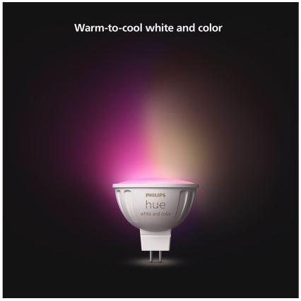 Komplektas 4 vnt. LED RGBW pritemdomos lemputės Philips Hue WHITE AND COLOR AMBIANCE GU5,3/MR16/6,3W/12V 2000-6500K