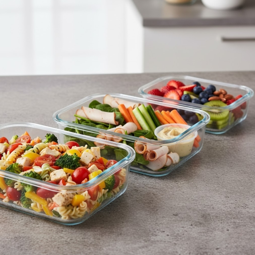 Rinkinys 4 vnt. maisto indelių — skaidrūs / mėtų spalvos