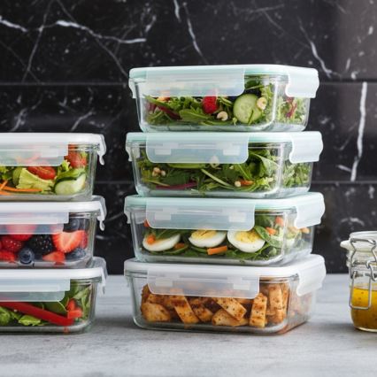 Rinkinys 4 vnt. maisto indelių — skaidrūs / mėtų spalvos