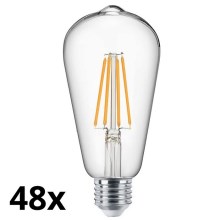 RINKINYS 48x LED Lemputės VINTAGE ST64 E27/7W/230V 2700K