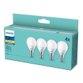 RINKINYS 4x LED Lemputė Philips P45 E14/5,5W/230V 2700K