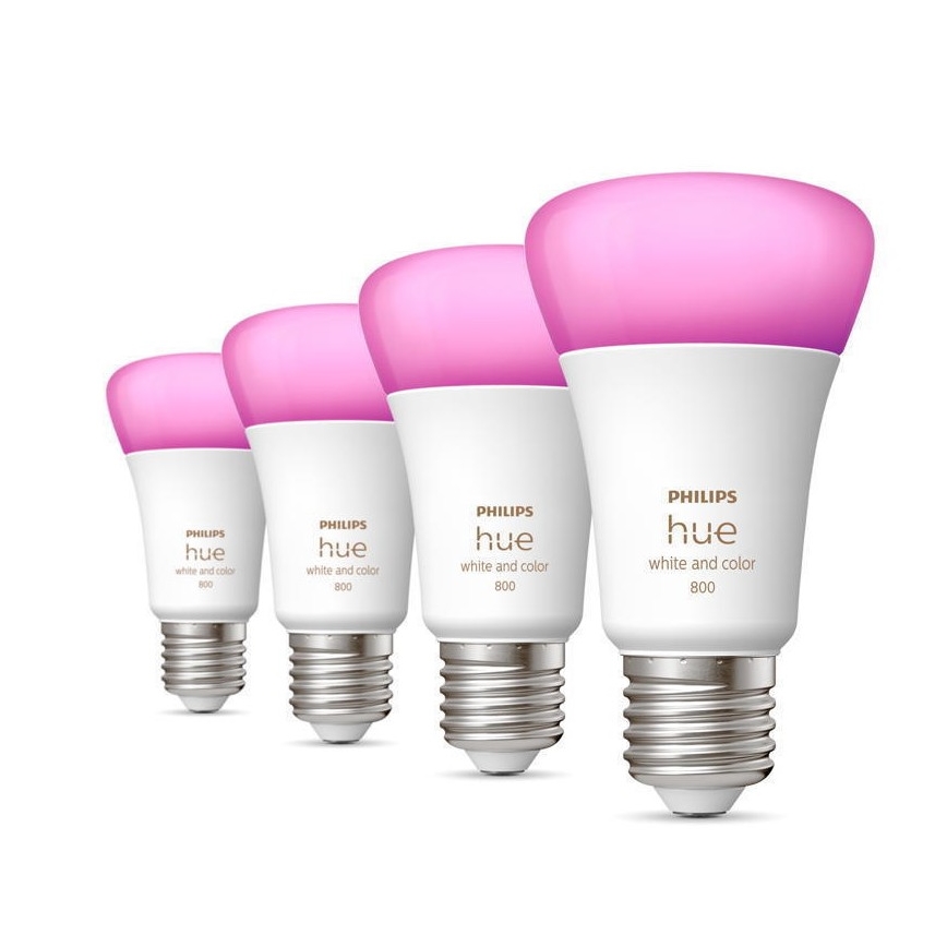 RINKINYS 4x LED Reguliuojama lemputė Philips Hue Balta ir Spalvota atmosfera E27/6,5W/230V 2000-6500K