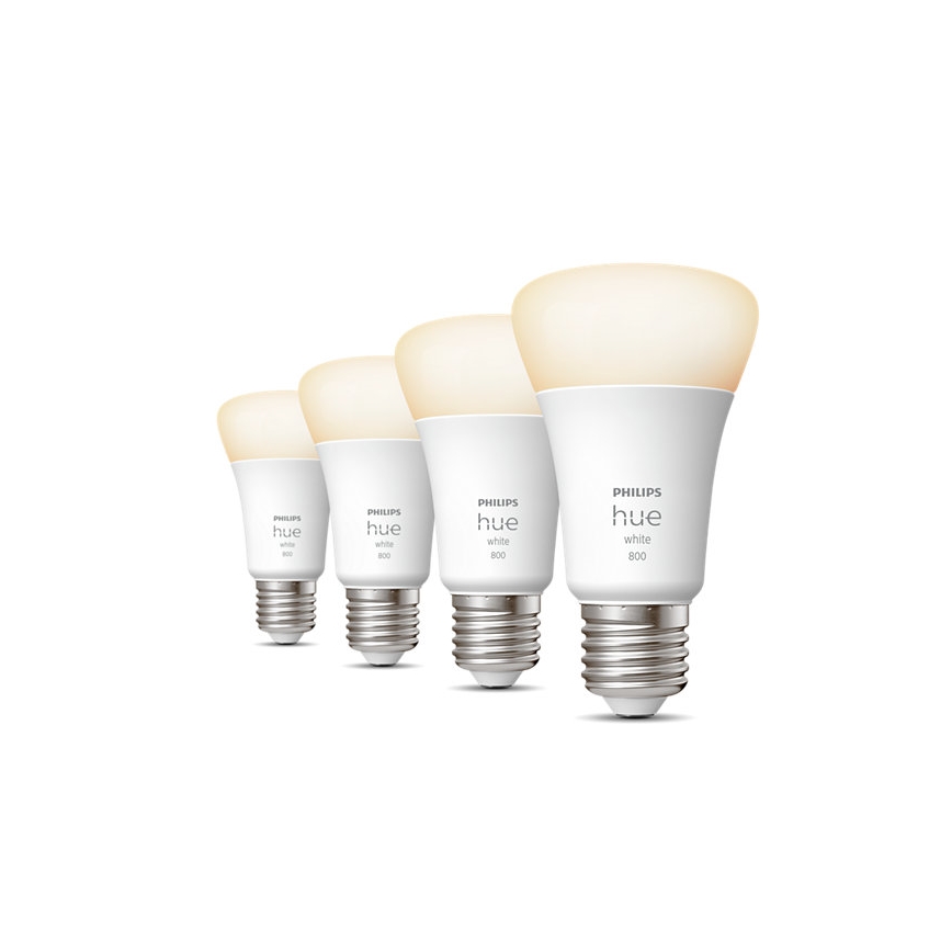 RINKINYS 4x LED Reguliuojama lemputė Philips Hue WHITE A60 E27/9W/230V 2700K