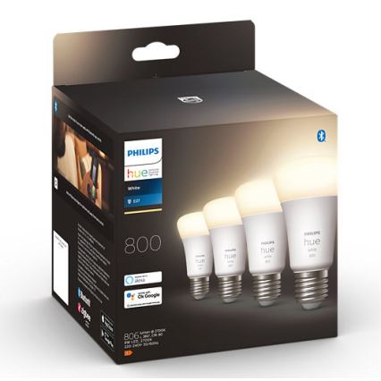 RINKINYS 4x LED Reguliuojama lemputė Philips Hue WHITE A60 E27/9W/230V 2700K