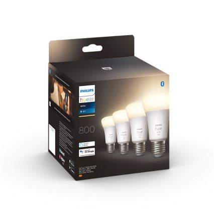 RINKINYS 4x LED Reguliuojama lemputė Philips Hue WHITE A60 E27/9W/230V 2700K