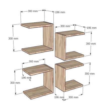 RINKINYS 4x Sieninė lentyna BASE ruda