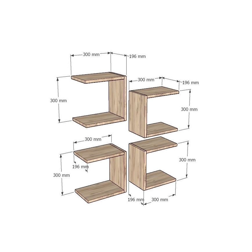 RINKINYS 4x Sieninė lentyna BASE ruda