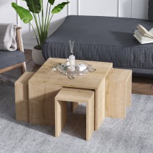 RINKINYS 4x Šoninis staliukas ORTANCA + kavos staliukas smėlio spalvos