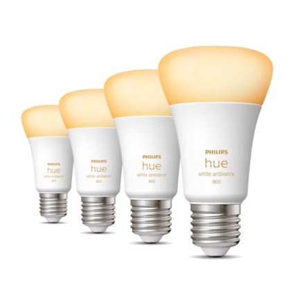 RINKINYS 4xLED Reguliuojama lemputė Philips Hue WHITE AMBIANCE E27/6W/230V 2200-6500K