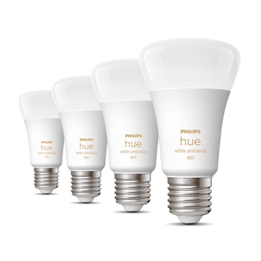 RINKINYS 4xLED Reguliuojama lemputė Philips Hue WHITE AMBIANCE E27/6W/230V 2200-6500K