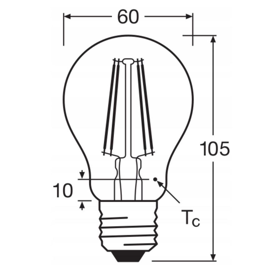 Rinkinys 5 vnt. LED lemputės BASE CLASSIC FILAMENT A60 E27/7W/230V 4000K - Osram