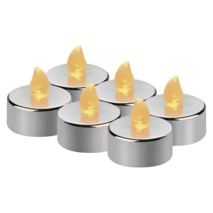RINKINYS 6x LED Kalėdinės dekoracijos 6xLED/6xCR2032 blizgus chromas