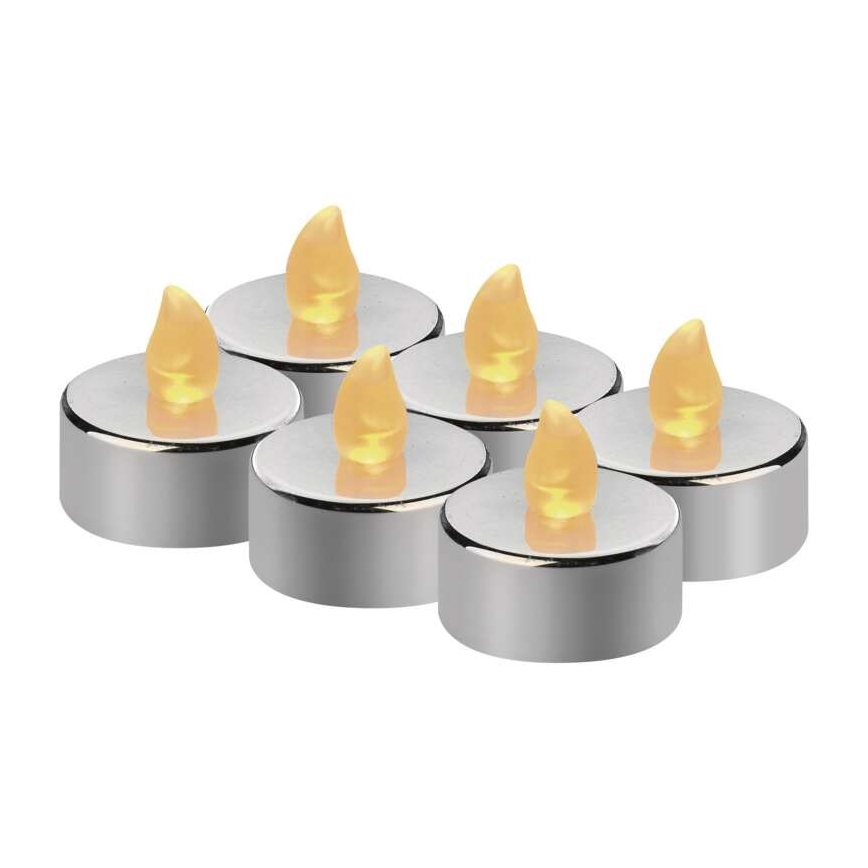 RINKINYS 6x LED Kalėdinės dekoracijos 6xLED/6xCR2032 blizgus chromas