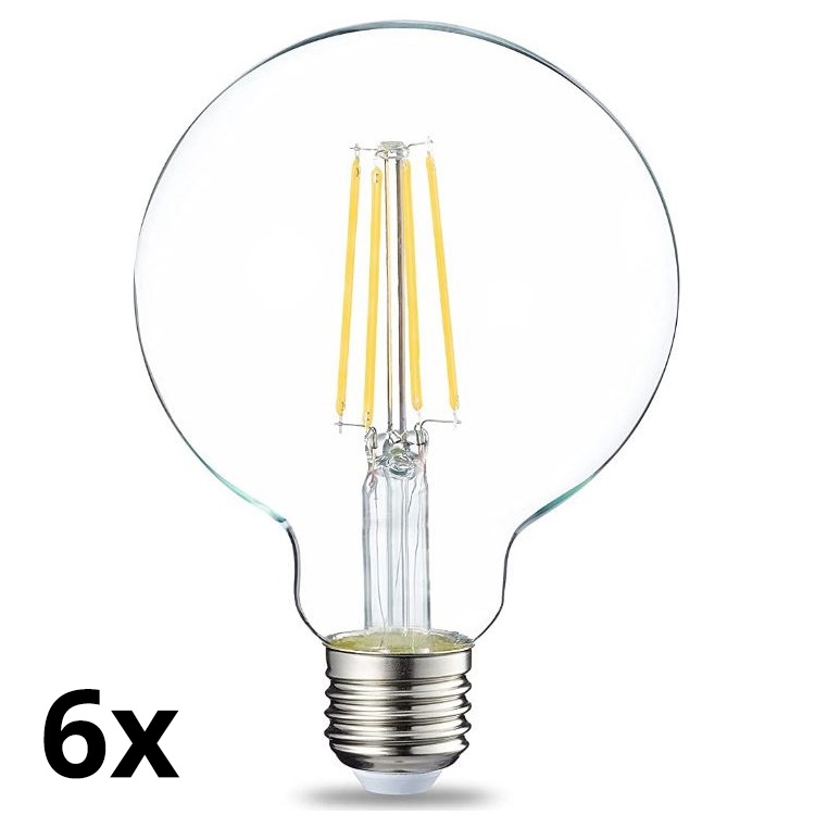 RINKINYS 6x LED Reguliuojama lemputė VINTAGE G93 E27/8W/230V 2700K