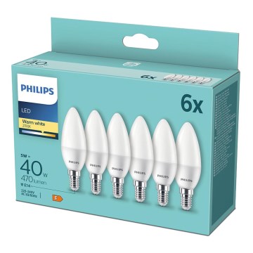 RINKINYS 6xLED Lemputė Philips B35 E14/5W/230V 2700K