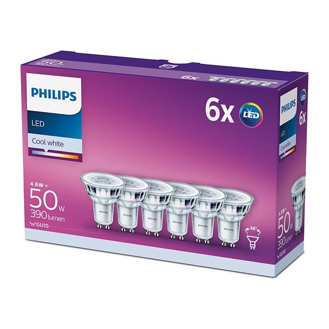 RINKINYS 6xLED Lemputė Philips GU10/4,6W/230V 4000K