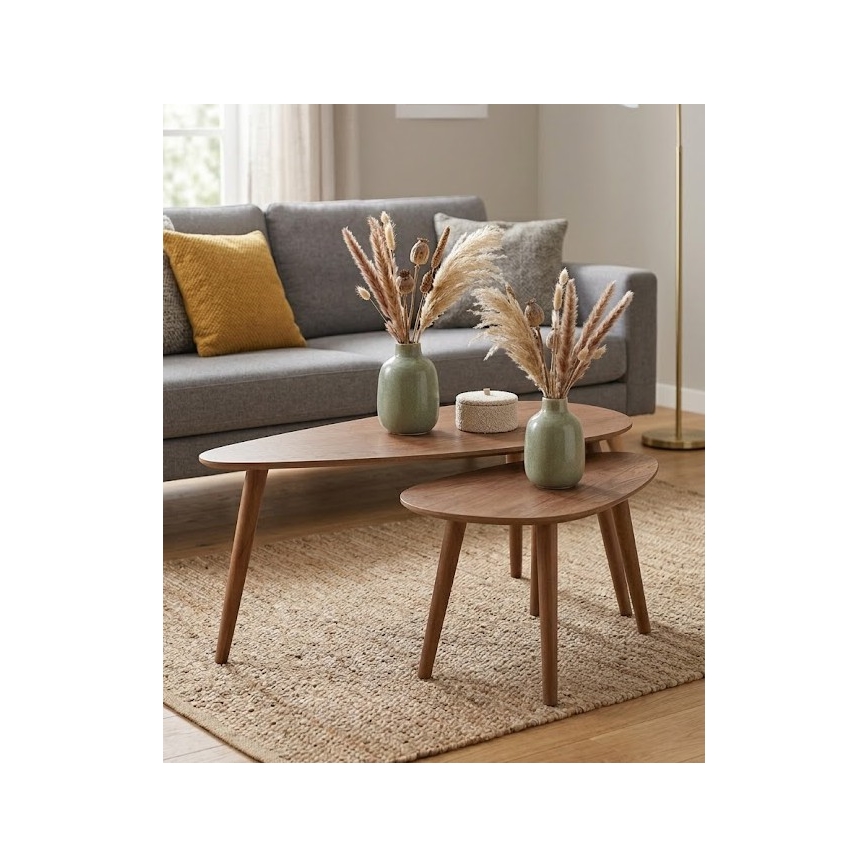 Rinkinys iš 2 vnt. konferencinių stalelių SOLE 60/80x30/40 cm, riešutas