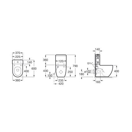 Roca A341242000 - MERIDIAN unitazo bakelis su apatiniu įvadu, keramika/balta