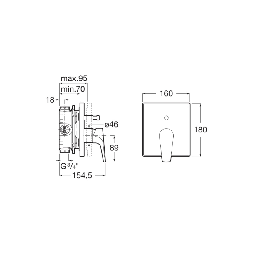 Roca A5A0B90C00 - ATLAS potinkinis dušo maišytuvas, blizgus chromas