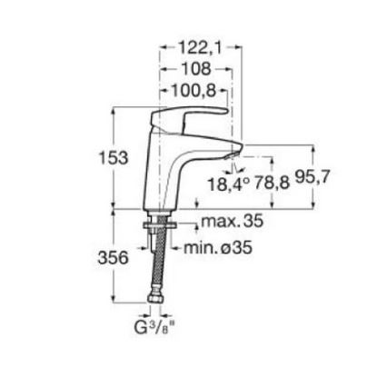 Roca A5A3298C00 - Praustuvo maišytuvas MONODIN 15,3 cm, blizgus chromas