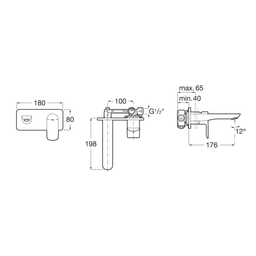 Roca A5A356EC00 - vonios maišytuvas potinkinei montavimui CALA, blizgus chromas
